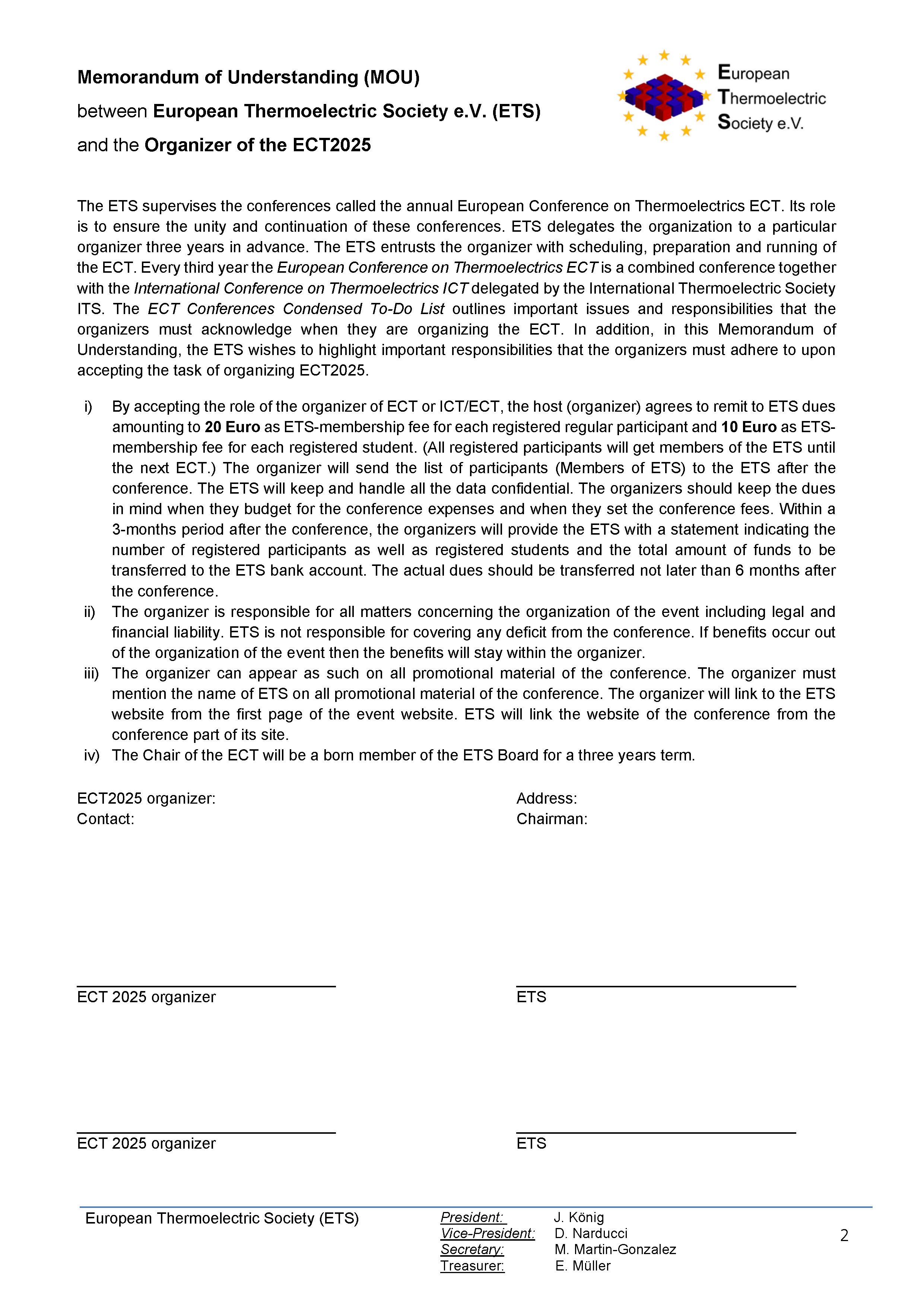 Call for ECT organizer thermoelectricity.eu